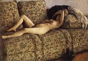 Gustave Caillebotte The female nude on the sofa Spain oil painting artist